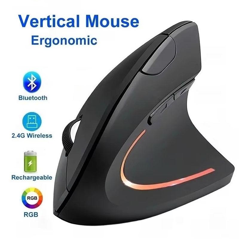 Desk Setup Kit - Ergonomically Compliant Vertical Mouse 2.4GHz Bluetooth