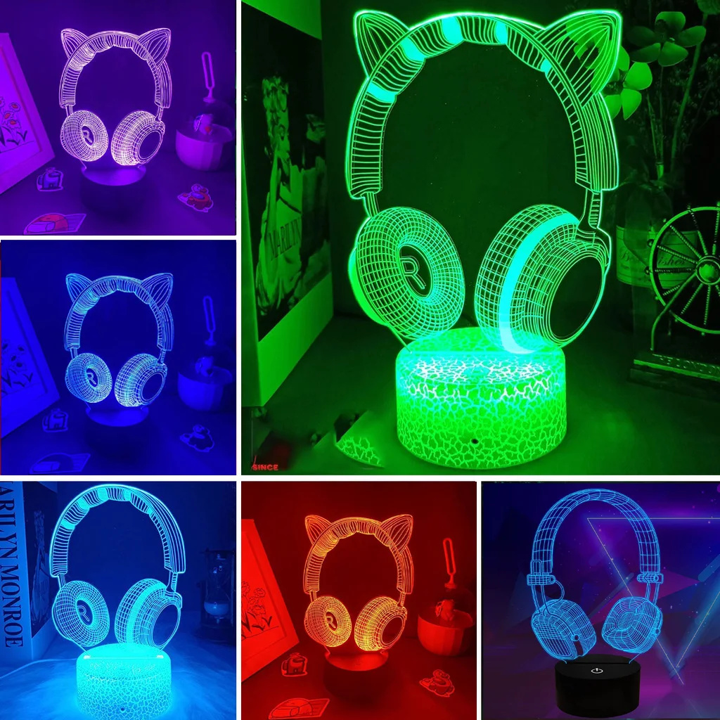 Desk Setup Headphones - New Headphones 3D Illusion Night Light