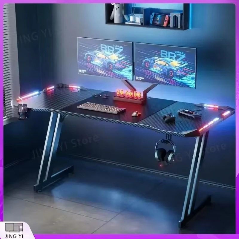 Desk Setup Headphones - Gaming Desk with LED Lights Carbon