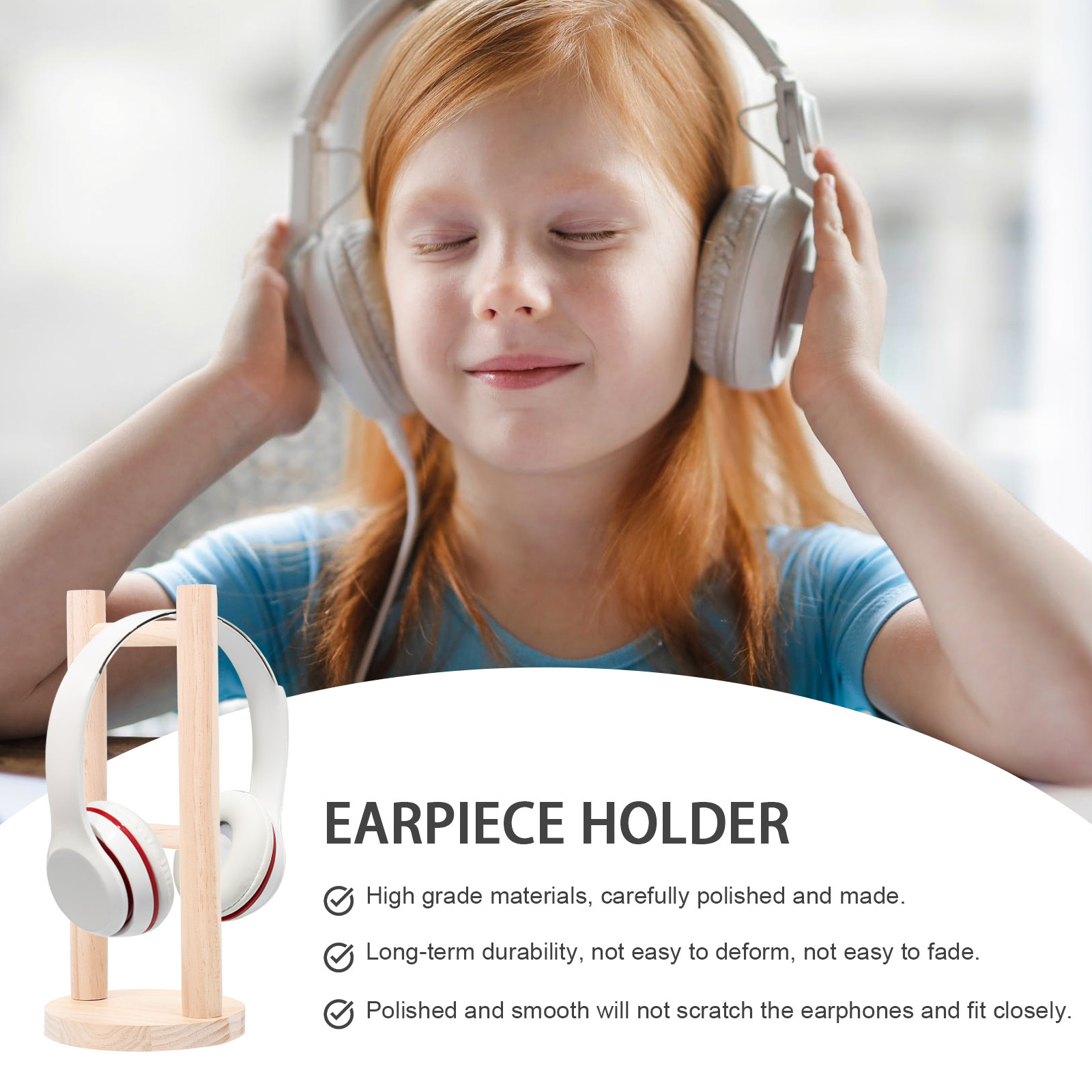 Real Wood Headset Stand Sturdy - огляд і ціна Desk Setup Headphones