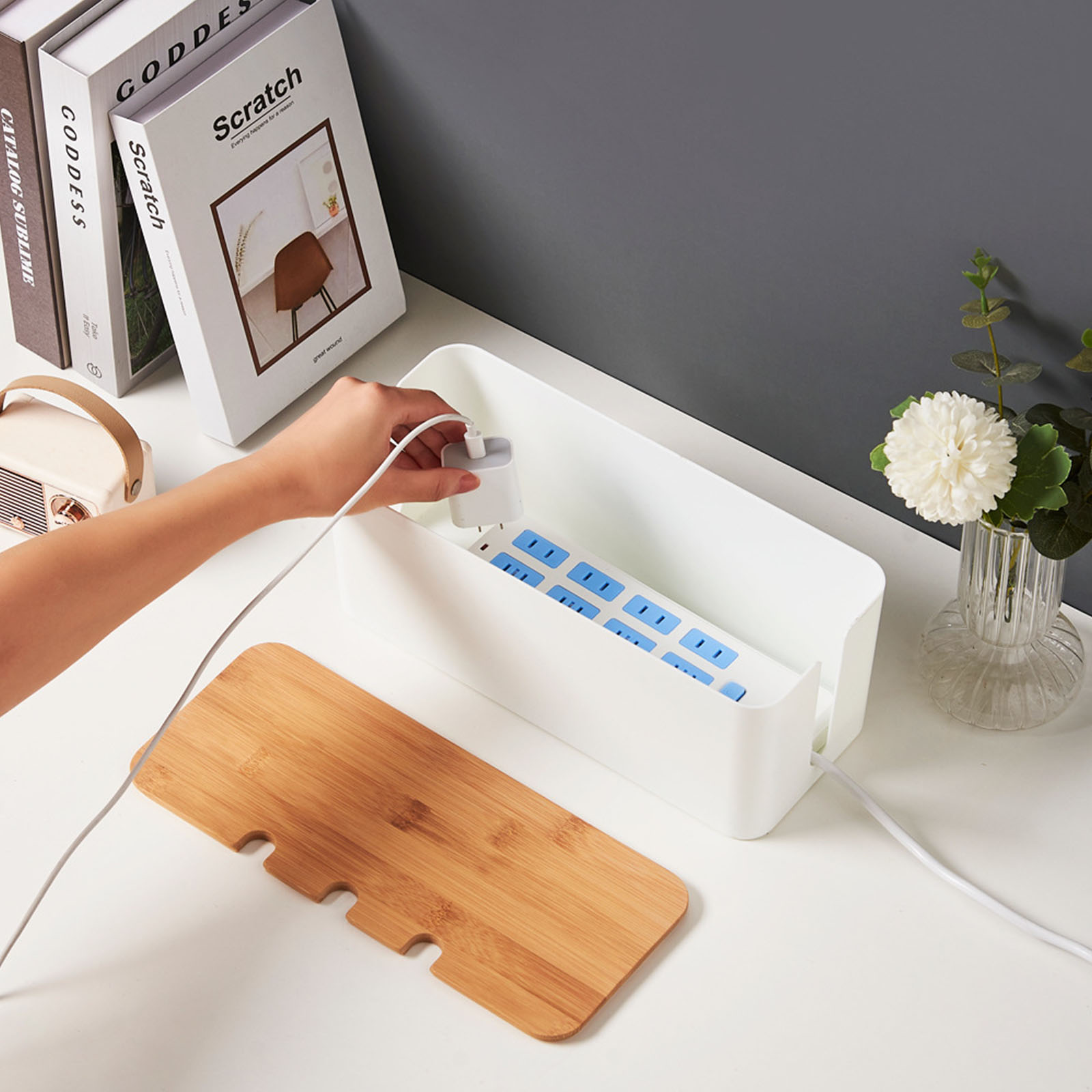 Large Cable Management Box – W - огляд і ціна Desk Setup Hub