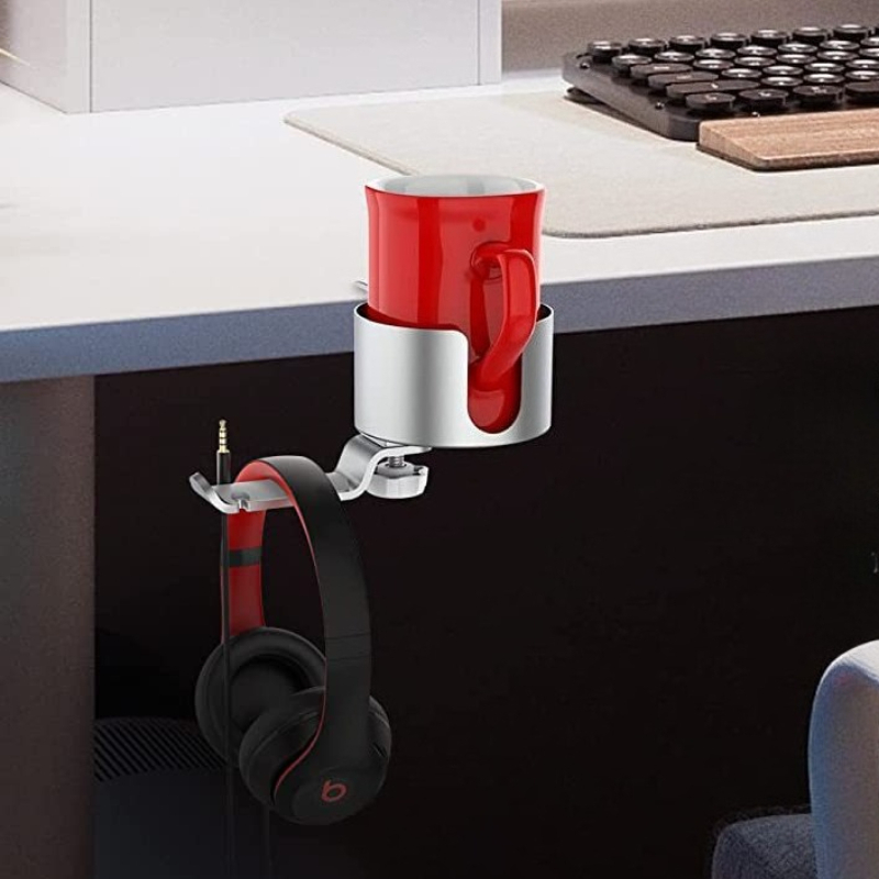 360° Rotating Cup Holder Alumi - огляд і ціна Desk Setup Headphones