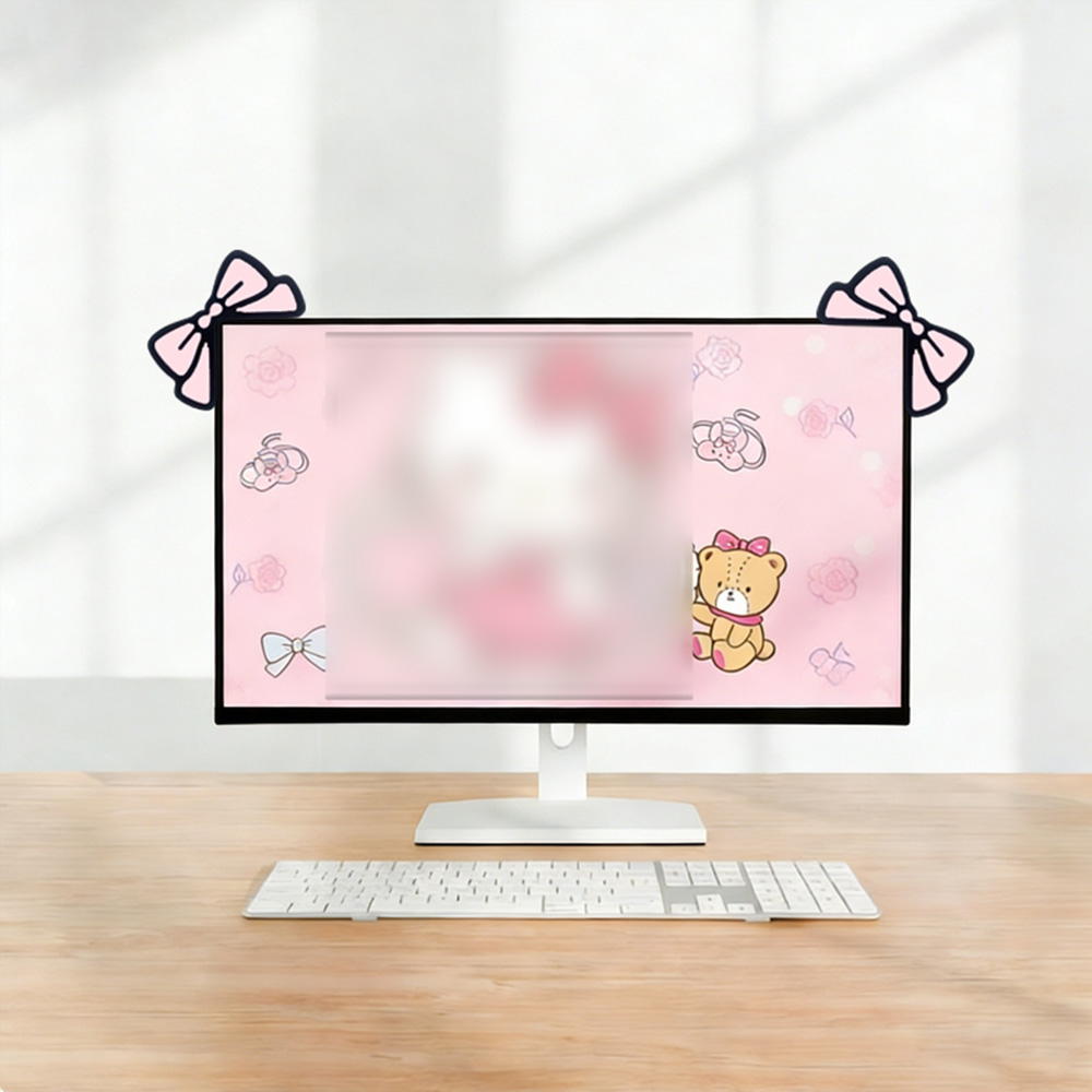Cute Pink Bow Monitor Decor Ka - огляд і ціна Desk Setup Laptop And Monitor