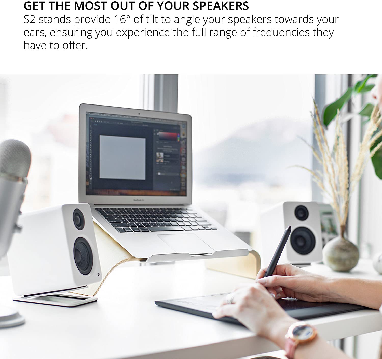 2pcs Desktop Speaker Stands fo - огляд і ціна Desk Setup With Speakers