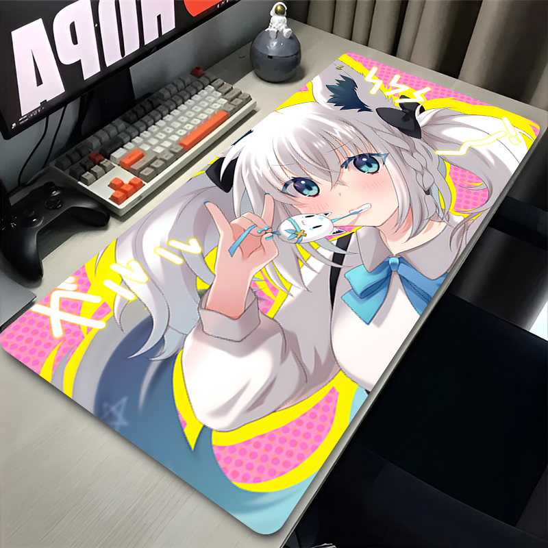 Shirakami Fubuki Mouse Pad Lap - огляд і ціна Desk Setup Black And White