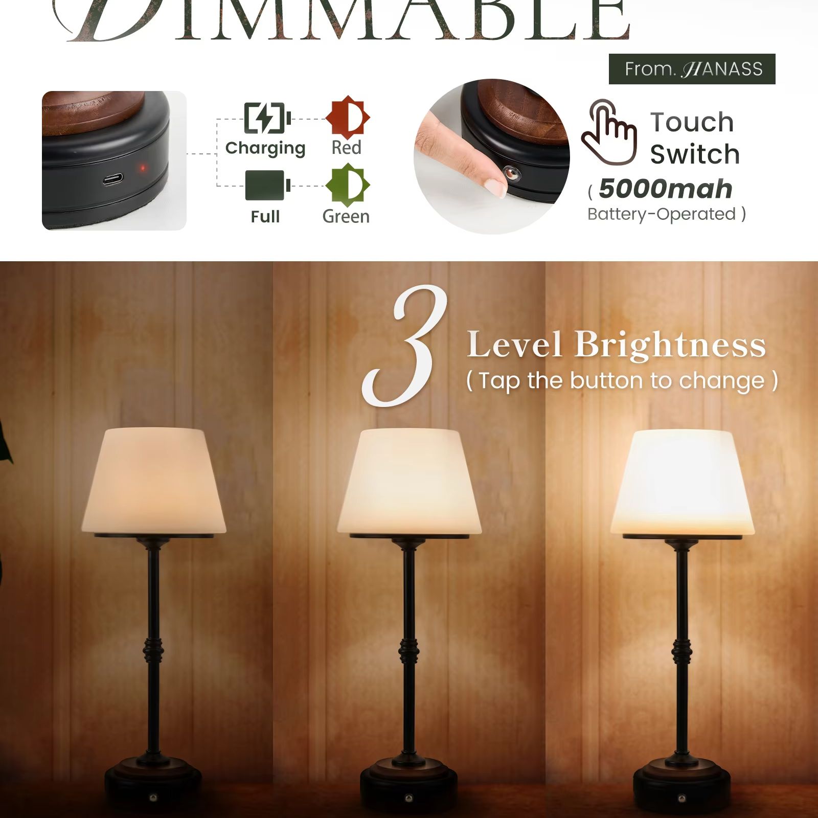 Cordless Table Lamps Set of  5 - огляд і ціна Desk Setup Light