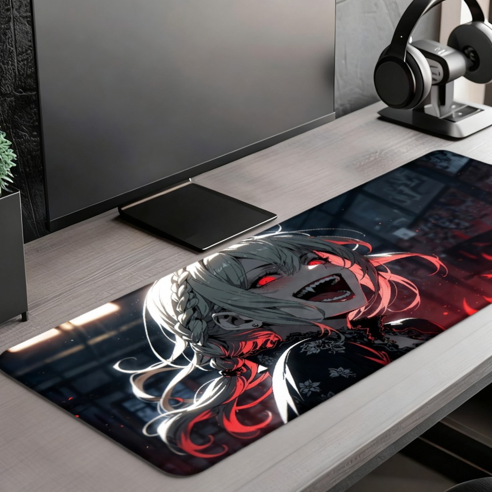 An anime girl with red flames  - огляд і ціна Desk Setup Designer