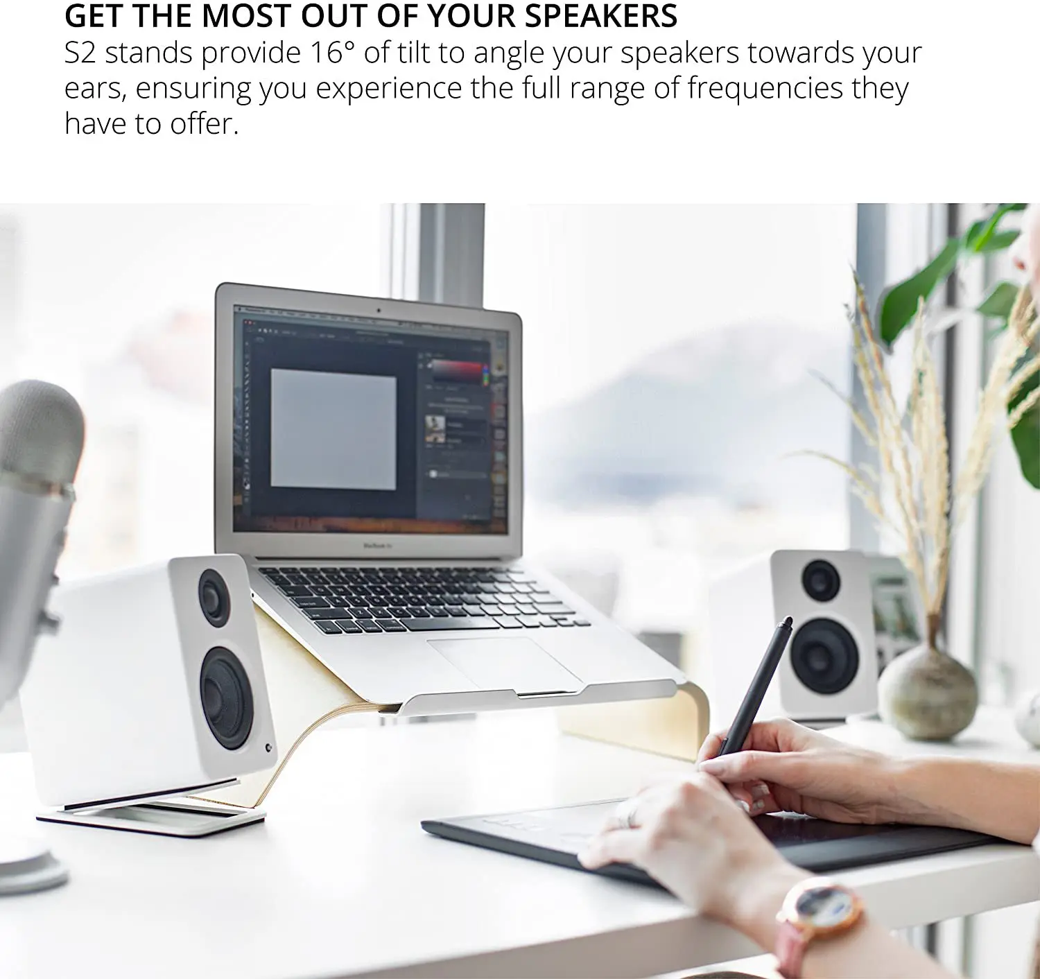 2pcs Desktop Speaker Stands fo - огляд і ціна Desk Setup With Speakers