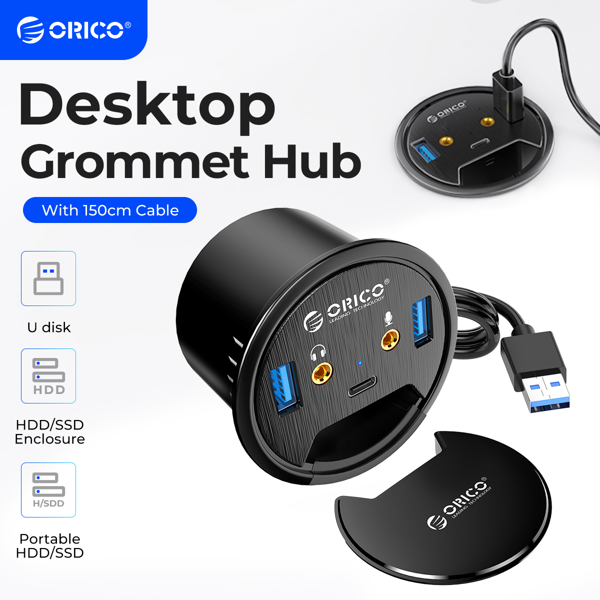 ORICO Desktop Grommet USB 3.0  - огляд і ціна Desk Setup Hub
