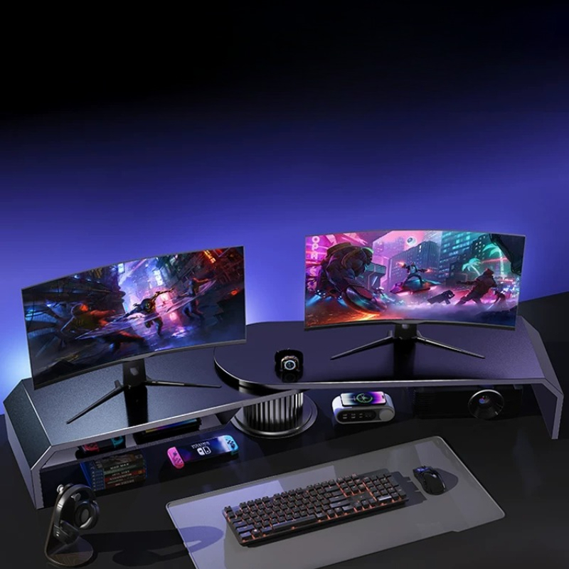 Gaming Dual Monitor Stand Offi - огляд і ціна Desk Setup Laptop And Monitor