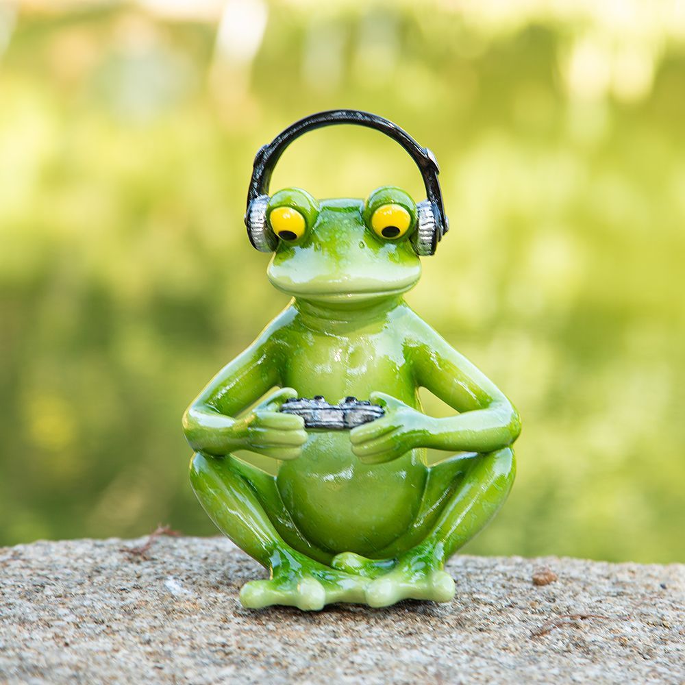 Funny Gaming Frog Statue with  - огляд і ціна Desk Setup Headphones