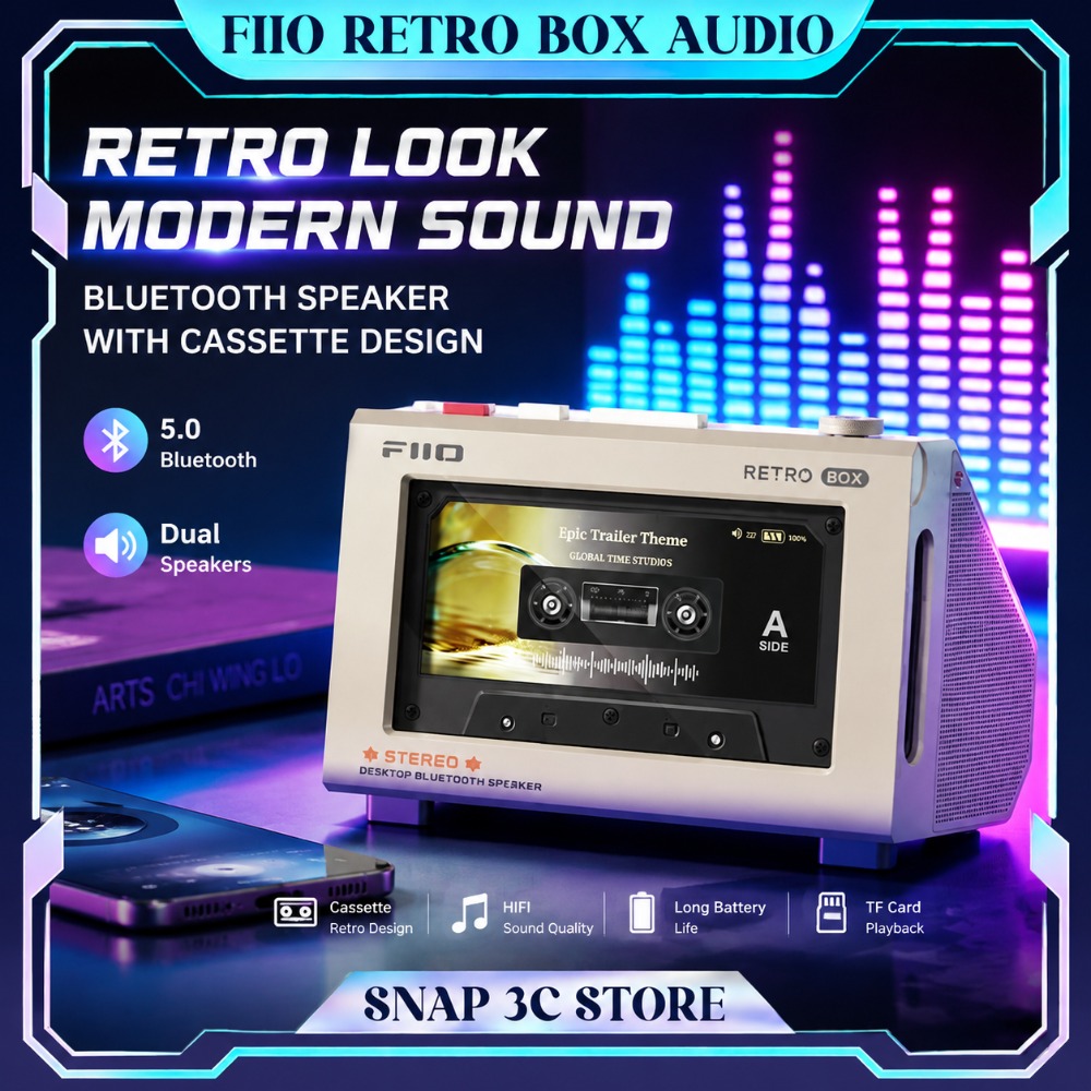 FiiO RETRO BOX Cassette Style  - огляд і ціна Desk Setup With Speakers