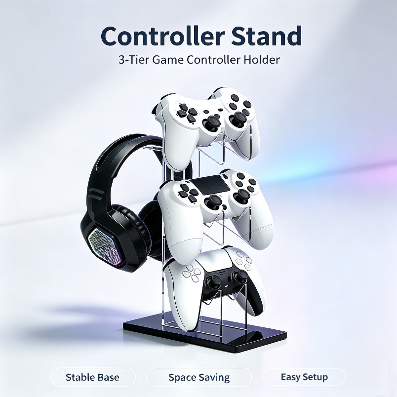 Game Storage Rack 3 Tier Contr - огляд і ціна Desk Setup Headphones