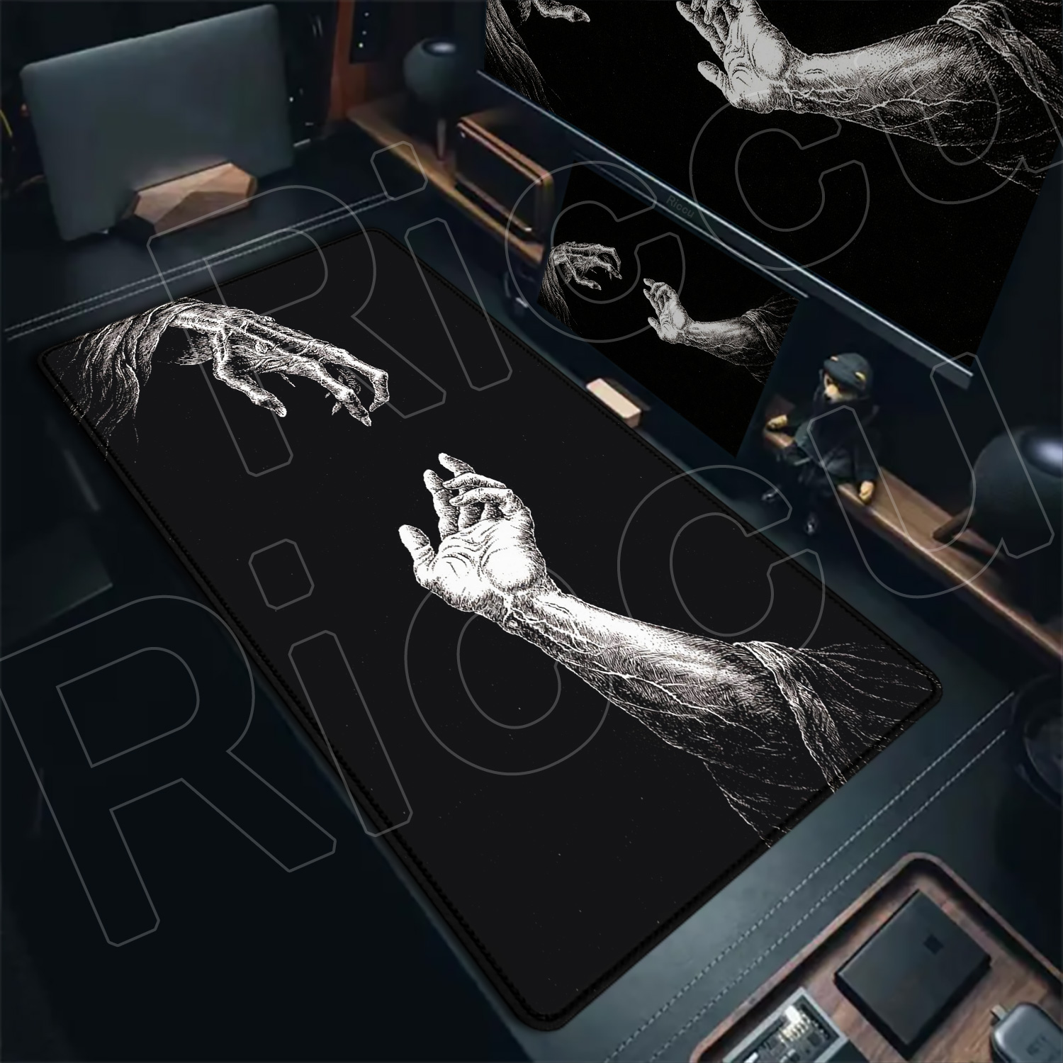 HD Large Black White XXL Gothi - огляд і ціна Desk Setup Black And White