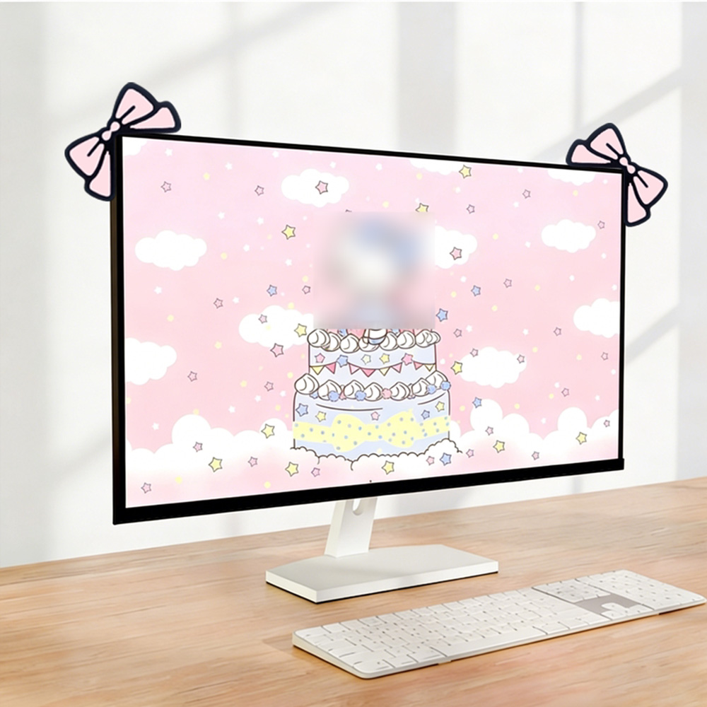 Cute Pink Bow Monitor Decor Ka - огляд і ціна Desk Setup Laptop And Monitor