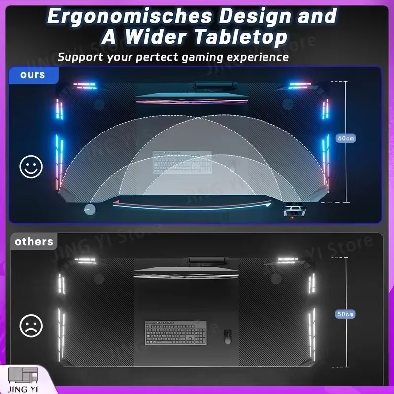 Gaming Desk with LED Lights Ca - огляд і ціна Desk Setup Headphones