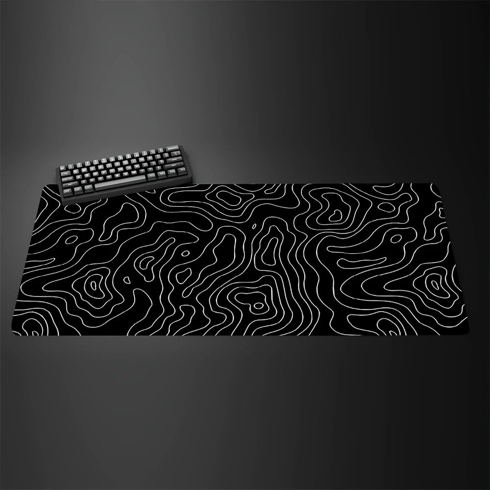 Topographic Map Large Gaming M - огляд і ціна Desk Setup Black And White