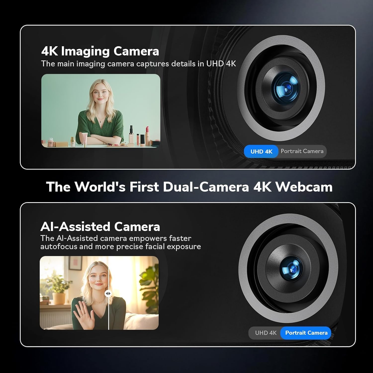 Webcam 4K EMEET Dual-Camera AI - огляд і ціна Desk Setup Streaming